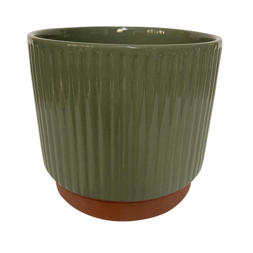 Macetero Enlozado De Arcilla 20X18 Cm Oliva