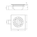 Pileta Acero Inoxidable Cuadrada 15X15 Cm Trampa Pvc 40 Mm