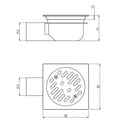Pileta Acero Inoxidable Cuadrada 10X10 Cm Trampa Pvc 40 Mm