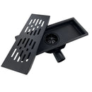Pileta Acero Inoxidable Negro Mate Rectangular 12X30 Cm Trampa Pvc 40 Mm