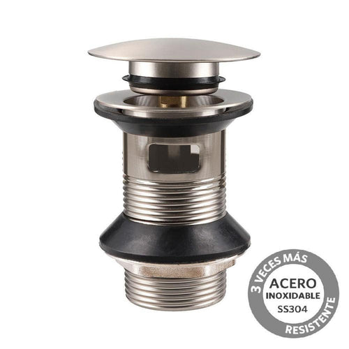 Desague Lavamanos Inox Satinado Ss304 Pop Up 1 1/4" C/Reb S/Cola