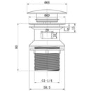 Desague Lavamanos Inox Satinado Ss304 Pop Up 1 1/4" C/Reb S/Cola
