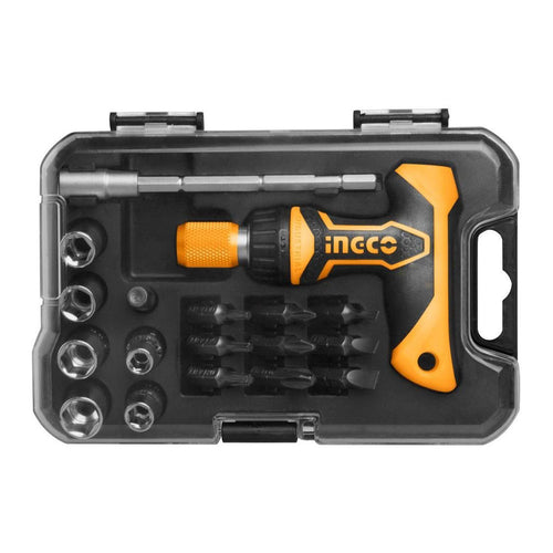 Set Destornillador En T Puntas Y Dados Ph/Sl/Pz/T/H 24 Piezas Ingco Hksdb0188