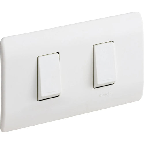 Placa Genesis Armada Con Interruptor 9/12 + 9/24 Blanco