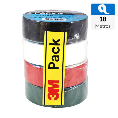 Pack Cinta Aisladora Electrica 19 Mm X 18 M Colores
