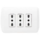 Placa Armada Modus Plus Tomacorriente Triple 10/16A Color Blanco