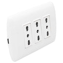 Placa Armada Modus Plus Tomacorriente Triple 10/16A Color Blanco