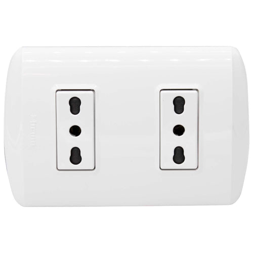 Placa Armada Modus Plus Tomacorriente Doble 10/16A Color Blanco