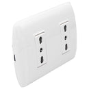 Placa Armada Modus Plus Tomacorriente Doble 10/16A Color Blanco