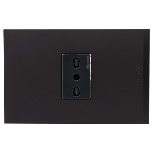 Placa Armada Nobile Tomacorriente Simple 10/16A Negro