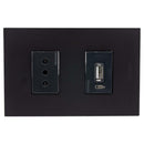 Placa Armada Nobile Tomacorriente 10A + Usb A Color Negro