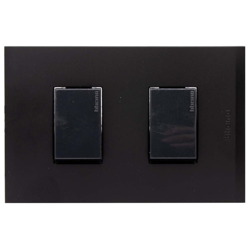 Placa Armada Nobile Interruptor Doble 9/15 Negro