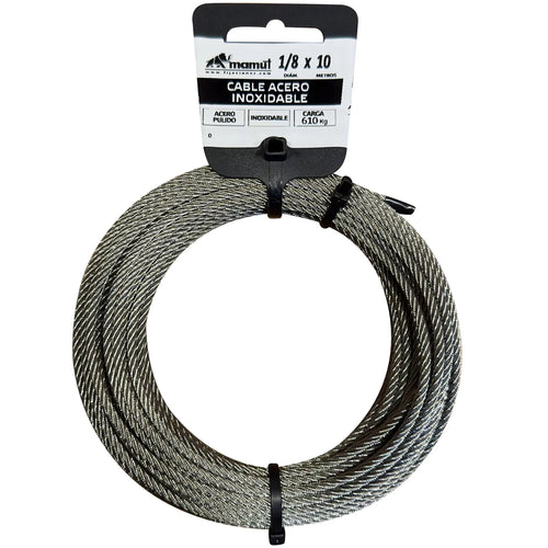 Cable Acero Inoxidable 7X19 1/8 " 10 M Galvanizado