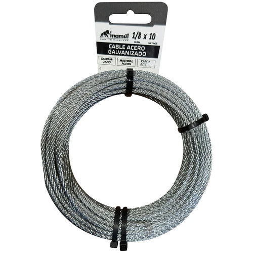 Cable De Acero Galvanizado 6X7 + Fc Diametro 1/8 X 10 Mt