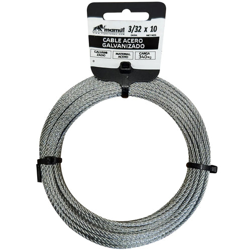 Cable De Acero Galvanizado 6X7 + Fc Diametro 3/32 X 10 Mt