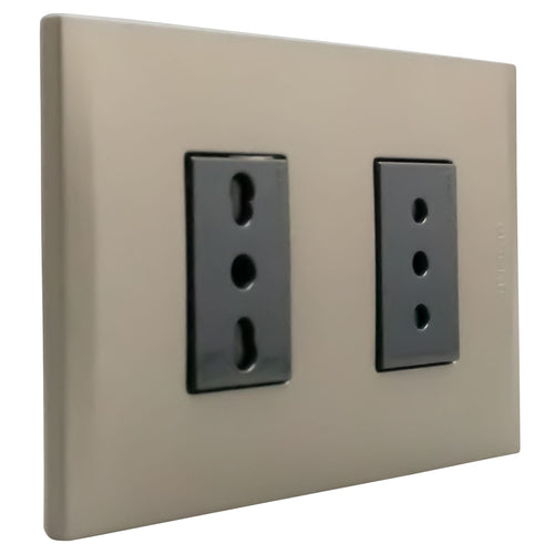 Enchufe Armado 10A + 10/16A Perla Nobile