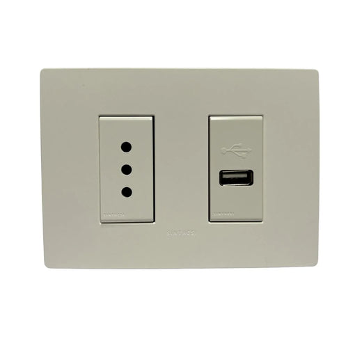 Enchufe 10A + Usb Armado S32 Blanco