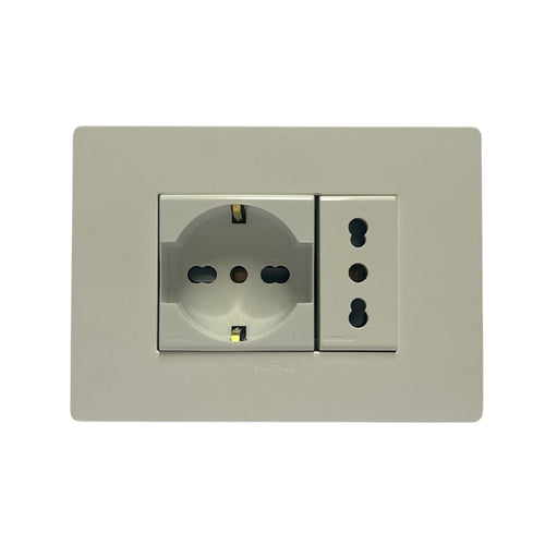 Enchufe Schuko 10/16A + Enchufe 10A Armado S32 Blanco