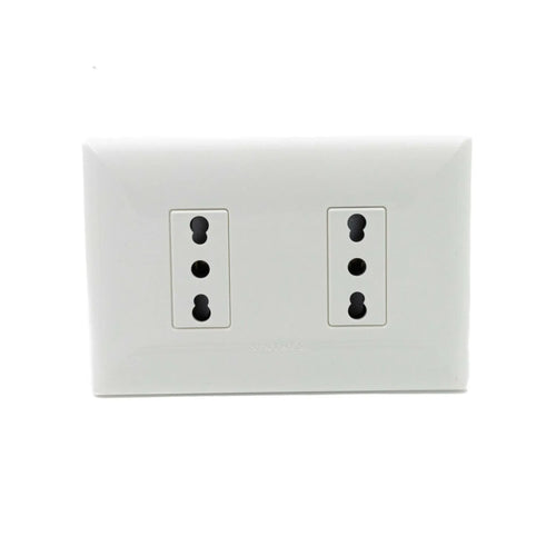 Enchufe Doble 10A + 10/16A Armado S32 Blanco