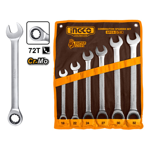 SET LLAVES PUNTA/CHICHARRA INDUSTRIAL 6 PIEZAS 19-32MM INGCO HKSPAR1061