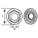 Tuerca Hexagonal Con Flange Unc 1/4" Zincada 8 Unidades