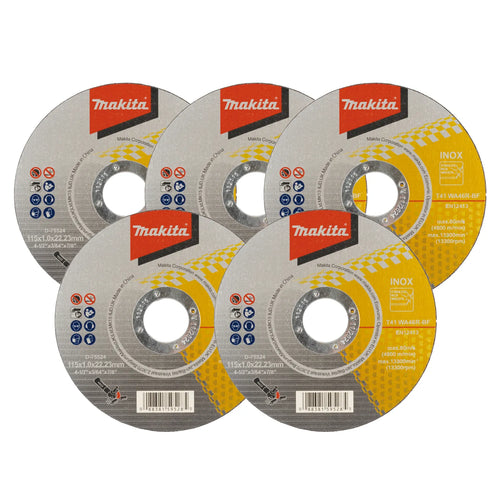 Pack 5 Discos De Corte Inox 4 1/2" 1Mm