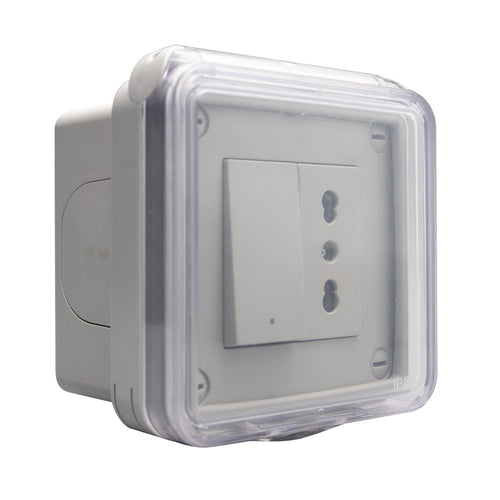 Interruptor 2 Modulos Ip55 Interruptor Simp+Enchufe 10/16 Idroboxgo
