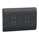 Placa Genesis Armada Con Toma Corriente Doble 10/16A 2P+T - Black