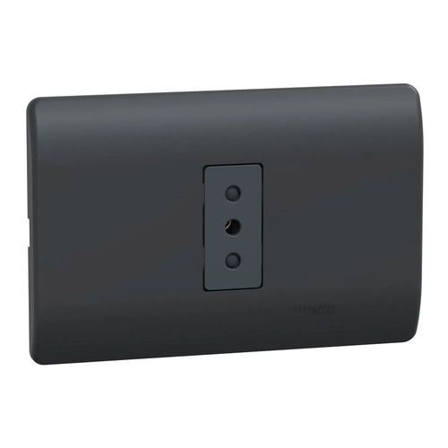 Placa Genesis Armada Con Toma Corriente Simple 10A 2P+T - Black