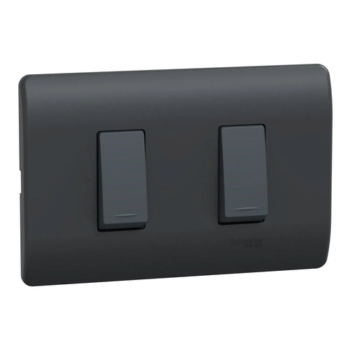 Placa Genesis Armada Con Interruptor Doble 9/15 16Ax 250V - Black