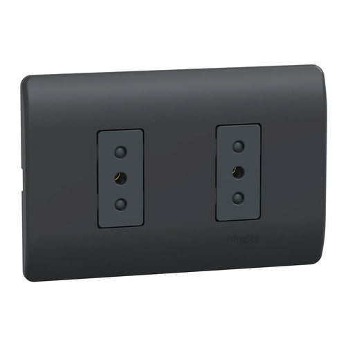 Placa Genesis Armada Con Toma Corriente Doble 10A 2P+T - Black