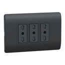 Placa Genesis Armada Con Toma Corriente Triple 10/16A 2P+T - Black