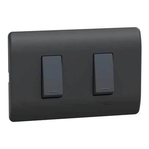 Placa Genesis Armada Con Interruptor 9/12 + 9/24 16Ax 250V - Black