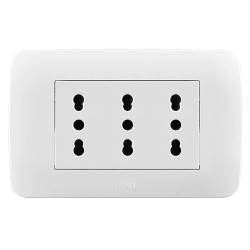 Toma Corriente Triplex 10/16A 250V Blanco Armado