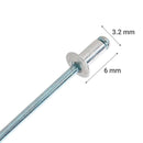 Remache Tipo Pop 3,2X6 Mm 1000 Unidades