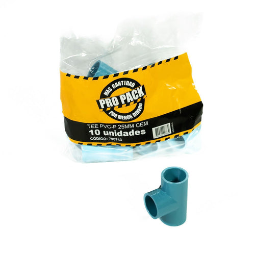 Pack Tee Pvc-P Cementar 25Mm 10U