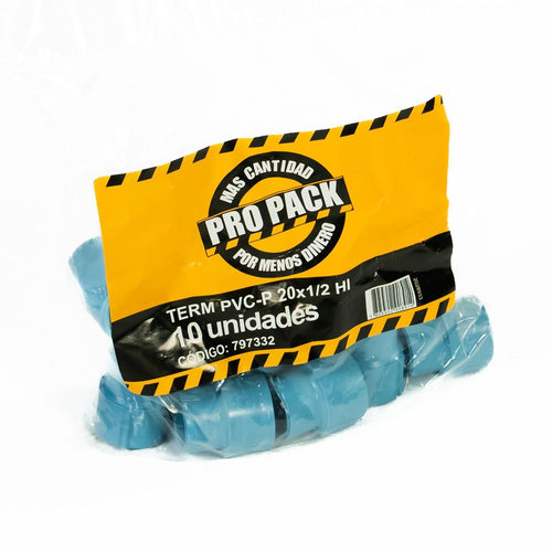 Pack Terminal Pvc-P Cem/Hi 20Mm X 1/2" 10U