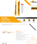 SET HOJA SIERRA SABLE MADERA/METAL 10 PIEZAS INGCO RSB1002