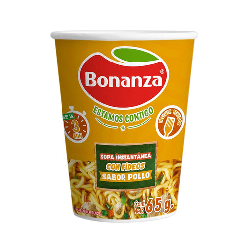 Sopa Instantánea con Fideos Sabor Pollo 65 gr BONANZA 