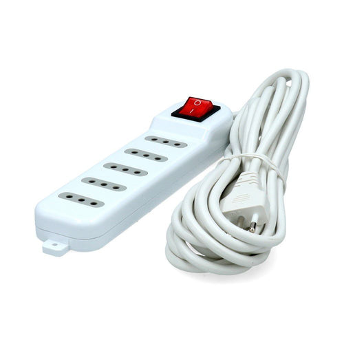 Alargador Eléctrico 5 Posiciones Blanco Con Switch Me-071W5 5 Metros