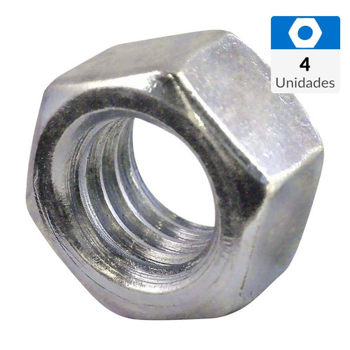 Tuerca Hexagonal G2 1/4" Zincada Brillante 4 Unidades