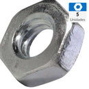 Tuerca Cocina Hexagonal 3/16" Zincada Brillante 5 Unidades