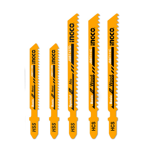 Set Hojas De Sierra Caladora 5 Piezas Para Madera/Metal/Alu Ingco Akj0051