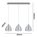 Lampara Colgante Sica 3 Luces Metal