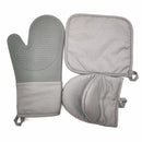 Set 2 Guantes + Posa Olla Algodon Gris