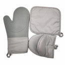 Set 2 Guantes + Posa Olla Algodon Gris