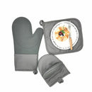 Set 2 Guantes + Posa Olla Algodon Gris