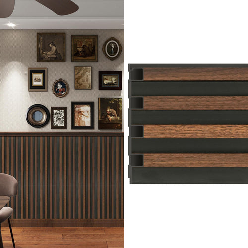 Wall Panel Wpc 16X240 Cm Duo Cafe Oscuro Y Negro 0.39 M2