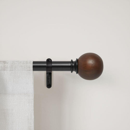 Set Barra Cortina Simple 25Mm Extensible 167-304 Cm Acero Negro/Cafe