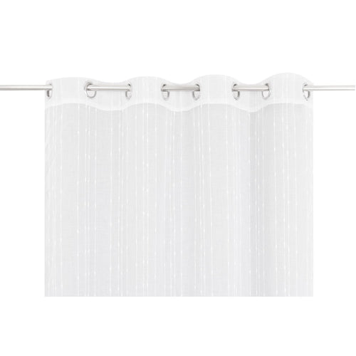 Cortina Velo 135X220 Cm Bordado Lineas Blanco Argolla